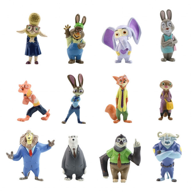Набір фігурок 12в1 Зоотрополіс (Звірополіс) 4-7 см - Zootopia