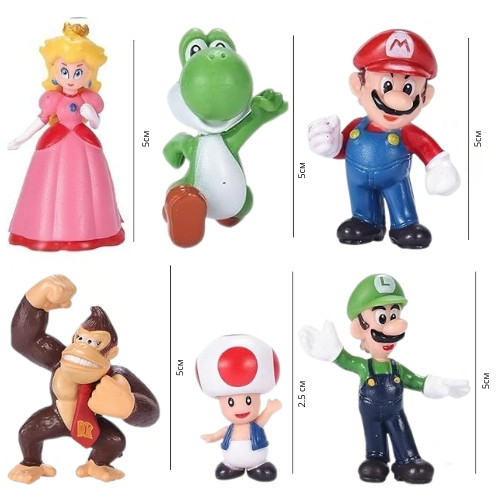 Набір фігурок 6в1 Супер Маріо, 2.5-5 см — Super Mario
