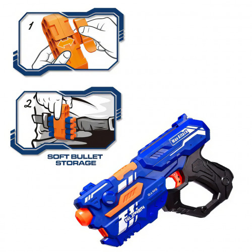 Бластер Super Shoot Gun Max Attack 2в1 стріляє орбізами та м'якими кулями.