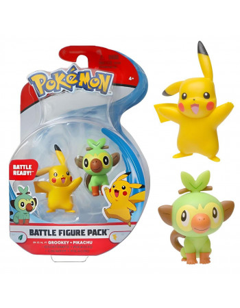 Набір бойових фігурок Покемон Пікачу, Груки - Pokémon, Pikachu, Grookey, Battle figure pack