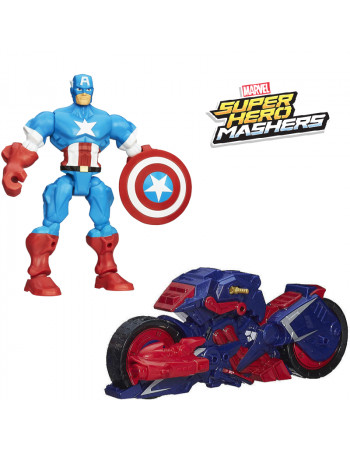Розбірна фігурка Капітан Америка з мотоциклом - Captain America, Marvel, Mashers, Hasbro