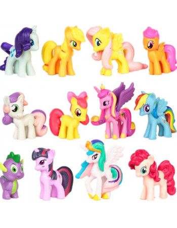 Набір 12в1 Мій Маленький Поні 3,5-4,5 см - My Little Pony: Пінк Пай, Іскорка, Епплджек, Раріті, Веселка Деш
