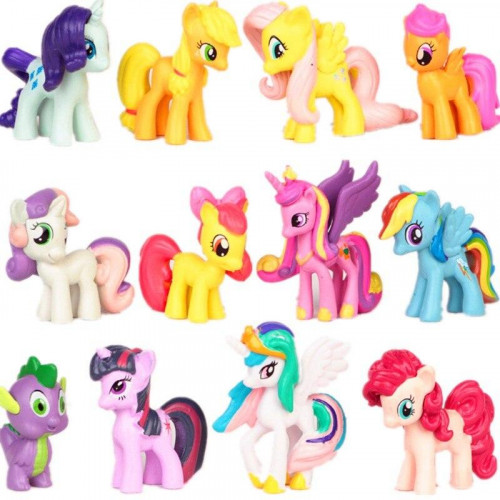 Набір 12в1 Мій Маленький Поні 3,5-4,5 см - My Little Pony: Пінк Пай, Іскорка, Епплджек, Раріті, Веселка Деш