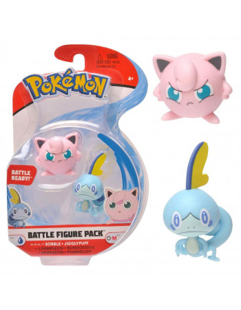 Набір бойових фігурок Покемон Соббл, Джіггліпуф - Pokémon, Sobble, Jigglypuff, Battle figure pack