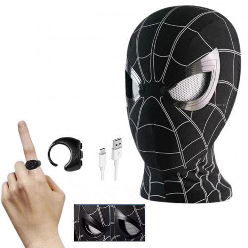 Інтерактивна маска Людина Павук з моргими очима на пульті — Spiderman Чорний