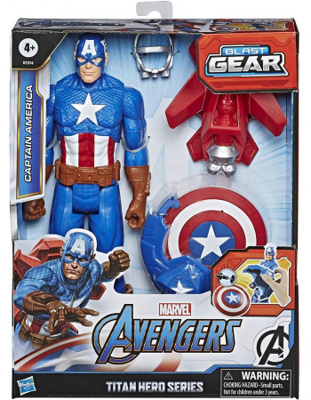 Фігурка Hasbro Капітан Америка з щитом і зброєю 30 см — Captain America, Titan Hero Series Blast Gear