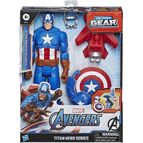 Фігурка Hasbro Капітан Америка з щитом і зброєю 30 см — Captain America, Titan Hero Series Blast Gear