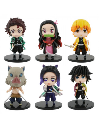 Набір фігурок 6в1 з аніме Винищувач демонів (Клинок, що розсікає демонів), 10 см — Kimetsu no Yaiba