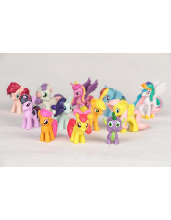 Набір 12в1 Мій Маленький Поні 3,5-4,5 см - My Little Pony: Пінк Пай, Іскорка, Епплджек, Раріті, Веселка Деш