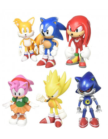 Набір фігурок Класичний Їжачок Супер Соник, 6в1, 7 см - Classic Sonic the Hedgehog