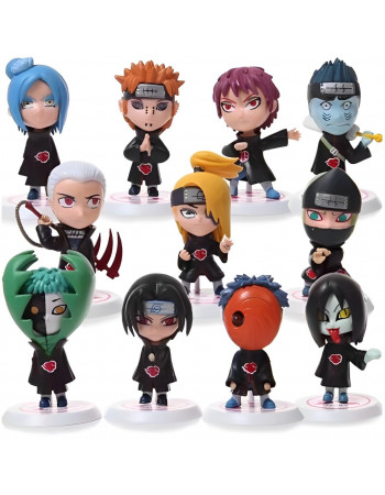 Набір фігурок 10в1 Наруто Акацукі: Ітачі Учіха, Обіто, Зецу, Дейдара та ін, 10 см