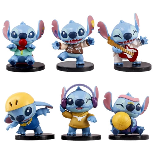 Набір фігурок 6в1 Стіч на підставках із м/ф 'Ліло та Стіч', 6-8 см — Stitch