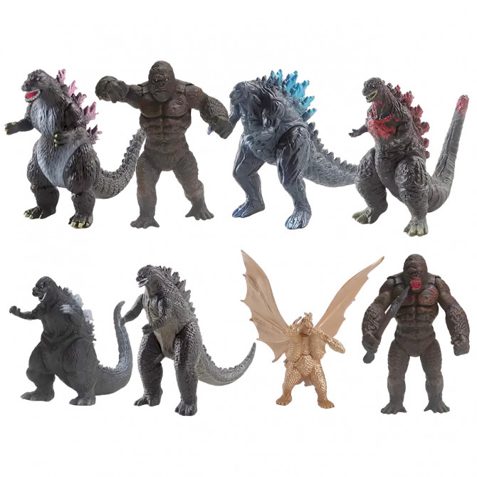 Набір фігурок 8в1 Годзілла проти Кінг-Конга, 8в1, 9 см - Godzilla vs King Kong, 8in1