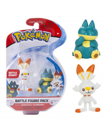 Набір бойових фігурок Покемон Манчлакс, Скорбані - Pokémon, Munchlax, Scorbunny, Battle figure pack