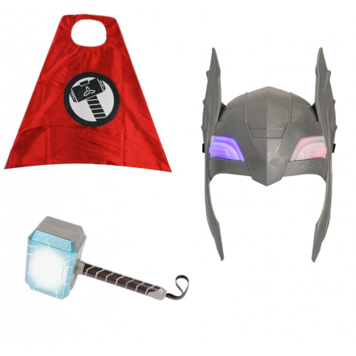 Костюм Тора 3в1: плащ, маска, що світиться, інтерактивний молот - Thor, Avengers