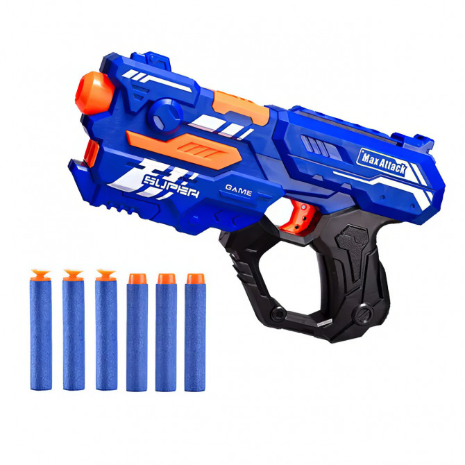 Бластер Super Shoot Gun Max Attack 2в1 стріляє орбізами та м'якими кулями.