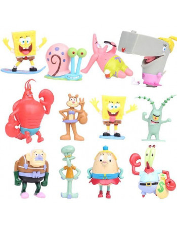 Набір фігурок Губка Боб, 12 шт, 8 см - Spongebob squarepants pack