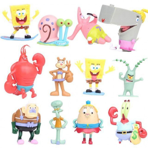 Набір фігурок Губка Боб, 12 шт, 8 см - Spongebob squarepants pack