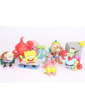 Набір фігурок Губка Боб, 12 шт, 8 см - Spongebob squarepants pack