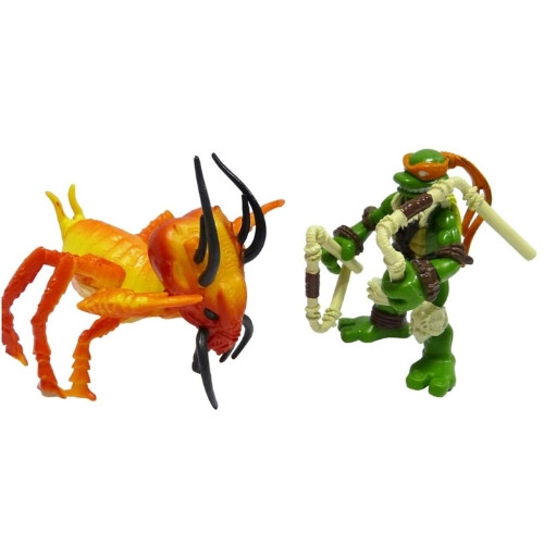 Набір міні-фігурок Мікеланджело і Чомпер Баг - Michelangelo and Chomper Bug, Mini Mutants, 7СМ, Playmates