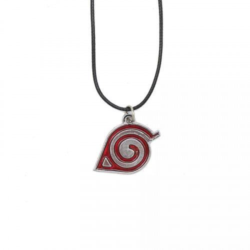 Аксесуар Наруто ланцюжок-шнурок з кулоном червоний 'Прихований Лист' - Naruto Necklace