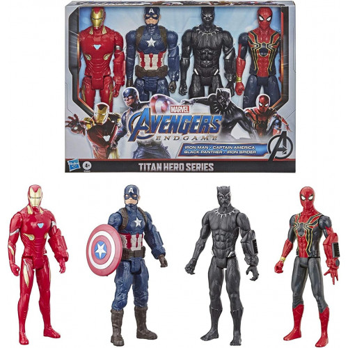 Набір фігурок 4в1 Hasbro, 30см Месники: Залізна Людина, Капітан Америка, Людина Павука, Чорна Пантера
