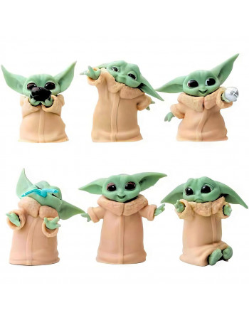 Набір фігурок Малюк Йода із саги 'Зоряні війни' - Star Wars, Baby Yoda, Mandalorian, 6 шт, 6 см