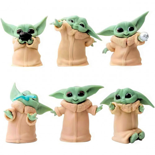 Набір фігурок Малюк Йода із саги 'Зоряні війни' - Star Wars, Baby Yoda, Mandalorian, 6 шт, 6 см