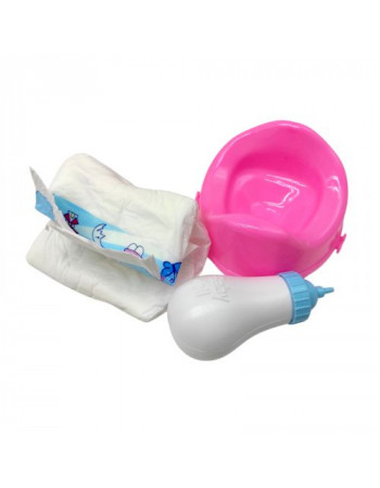 Коляска з пупсом та аксесуарами (РОЖЕВА В ГОРОШОК)