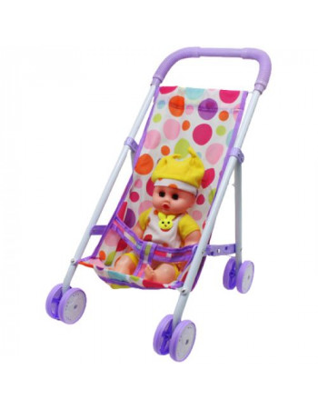 Коляска з пупсом та аксесуарами (бузкова)