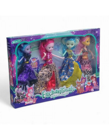 Набір ляльок Enchantimals 4 ляльки, 27 см, шарнірні суглоби, взуття, в коробці