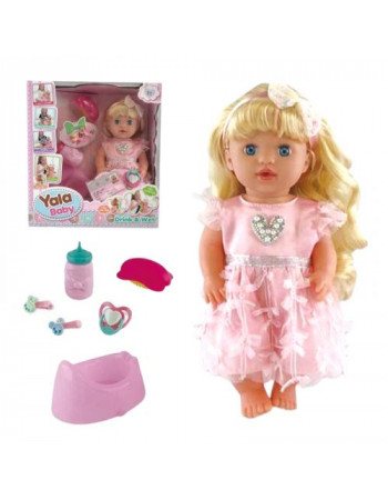 Лялька п’є з пляшечки, ходить на горщик, пустушка, аксесуари, висота 30 см, в коробці