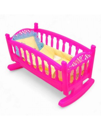 Ліжечко-колиска для ляльок і пупсів, мале, з постіллю, 34 см (рожеве)