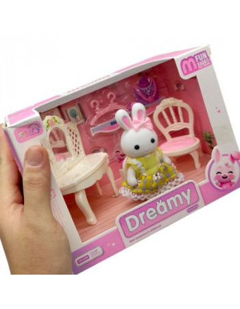 Набір меблів з тваринкою (флоксова фігурка, аксесуари)