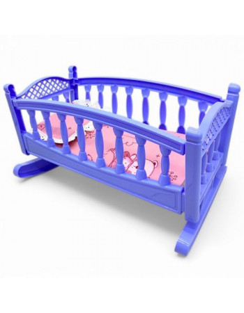 Ліжечко-колиска для ляльок і пупсів, мале, з постіллю, 34 см (блакитне)