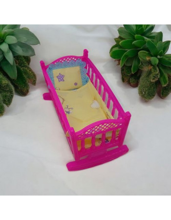 Ліжечко-колиска для ляльок і пупсів, мале, з постіллю, 34 см (рожеве)