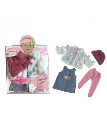 Одяг для пупса (шубка, колготки, сукня, шапочка, підгузок, пустушка) для ляльок зростом 30-35 см