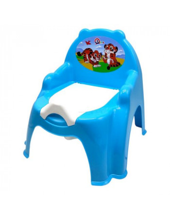 Горщик дитячий з кришкою,(БЛАКИТНИЙ) З ТИГРИКАМИ