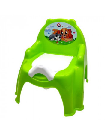 Горщик дитячий з кришкою, (САЛАТОВИЙ) КОТИК ПЕСИК