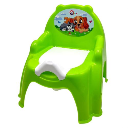 Горщик дитячий з кришкою, (САЛАТОВИЙ) КОТИК ПЕСИК