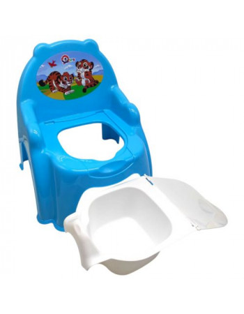 Горщик дитячий з кришкою,(БЛАКИТНИЙ) З ТИГРИКАМИ