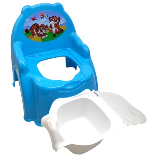 Горщик дитячий з кришкою,(БЛАКИТНИЙ) З ТИГРИКАМИ