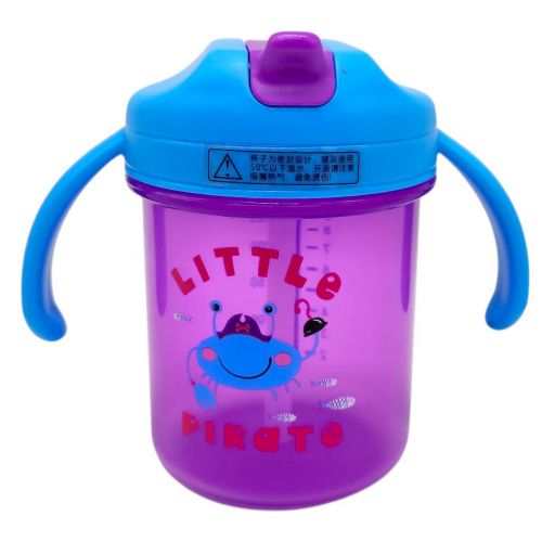 Дитячий поїльник з трубочкою, 280 мл (ФІОЛЕТОВИЙ, СИНІ РУЧКИ)