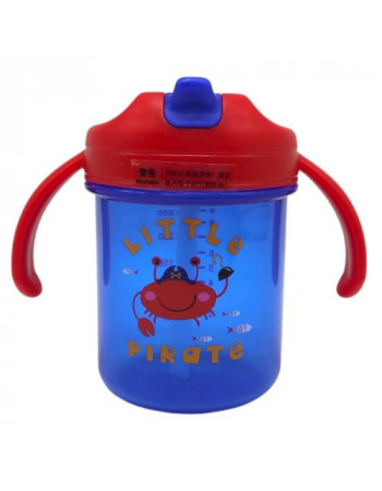 Дитячий поїльник з трубочкою, 280 мл (СИНЯ-ЧЕРВОНІ РУЧКИ)