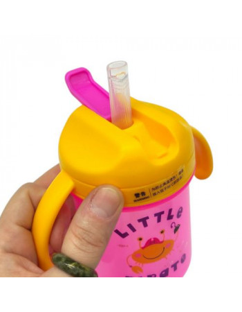 Дитячий поїльник з трубочкою, 280 мл (СИНЯ-ЧЕРВОНІ РУЧКИ)