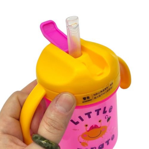 Дитячий поїльник з трубочкою, 280 мл (СИНЯ-ЧЕРВОНІ РУЧКИ)