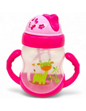 Поїльник з трубочкою, 250 мл, рожевий