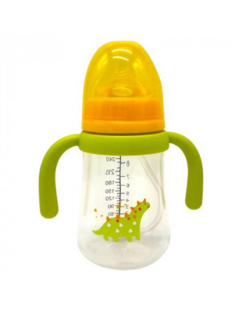Дитяча пляшечка з грузиком 270 мл.(ДИНОЗАВРИК ЖОВТИЙ)
