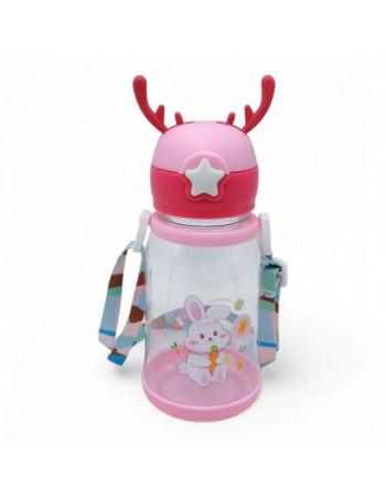 Поїлка-непроливайка пляшечка (пластик) 550 мл (рожевий)