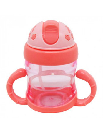 Поїльник з трубочкою, 150 мл, рожевий